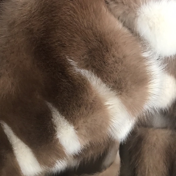 Flemington furs coat jacket 2 tone mink leather inserts never worn S/M - Picture 16 of 17